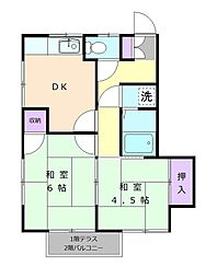 コーポピュア 2DKの間取図画像