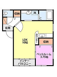 ラベンダー2 1LDKの間取図画像