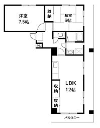パインクレスト調布 2LDKの間取図画像