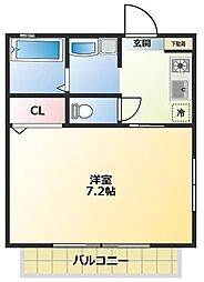 ベアーズ 1Kの間取図画像