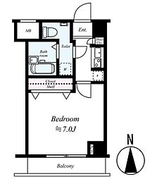 アークフラッツ品川 1Kの間取図画像