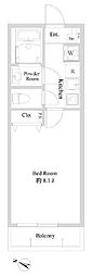 ブランミュール西馬込2 1Kの間取図画像