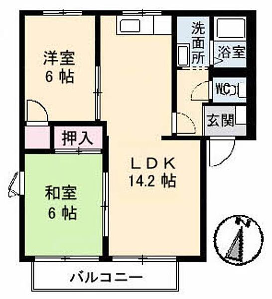 ガーデンハイツ　Ｄ棟 D0208｜愛媛県西条市大町(賃貸アパート2LDK・2階・54.81㎡)の写真 その2