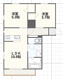 フラワーパレス 2LDKの間取図画像