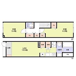 テラスハウス井萩 2LDKの間取図画像