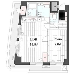 イトーピア六本木 7階1LDKの間取り