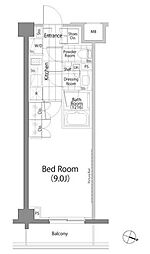 パークハビオ笹塚 4階1Kの間取り