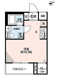 プレール・ドゥーク方南町 ワンルームの間取図画像