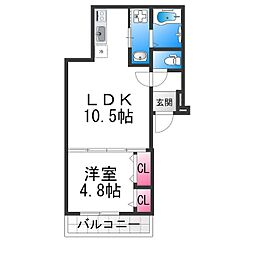 フジパレス堺もず5番館 1LDKの間取図画像