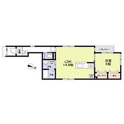 TwinLeavesA 1LDKの間取図画像