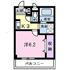 ヴィラナカヤマ 1Kの間取図画像