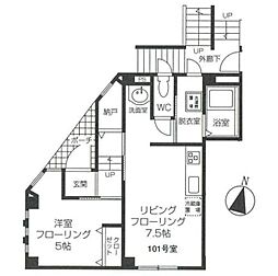 アドバンス泉町 1Kの間取図画像