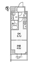 ALTERNA浅草 1DKの間取図画像