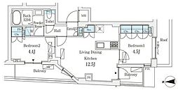 オープンブルーム東向島West 6階2LDKの間取り