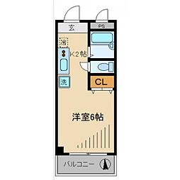 中野坂上シティアパートメント ワンルームの間取図画像
