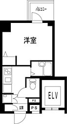都営新宿線 菊川駅 徒歩3分の賃貸マンション 5階1Kの間取り