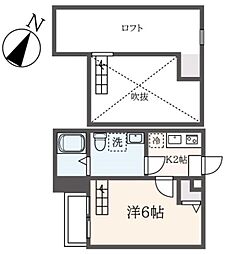 アラーラ 1Kの間取図画像