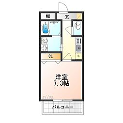 モレスヴィラ塚口 1Kの間取図画像