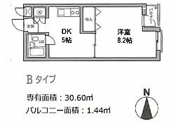 パレ・ドール氷川台 1DKの間取図画像