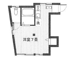 荻寺前ステーツA棟 ワンルームの間取図画像