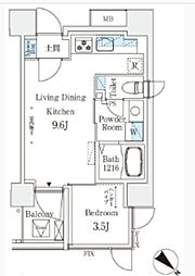 コスモグラシア大塚 1LDKの間取図画像