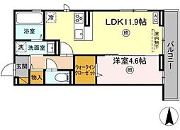 ミルトA 1LDKの間取図画像