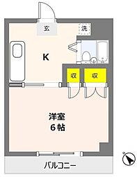 GSハイツ-1 1Kの間取図画像