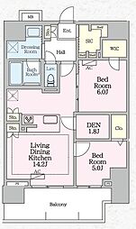 八王子市寺町マンション 2LDKの間取図画像