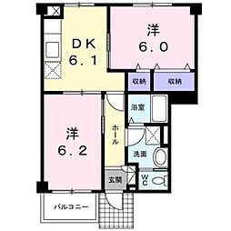 エステート黄金D 2DKの間取図画像