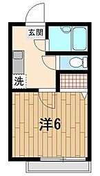ルナパーク 1Kの間取図画像