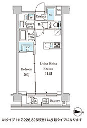 ジオエント中野弥生町 2階1LDKの間取り