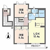 メゾン・シャトレールＣ 0201 ｜ 奈良県葛城市尺土169（賃貸アパート2LDK・2階・61.60㎡） その2