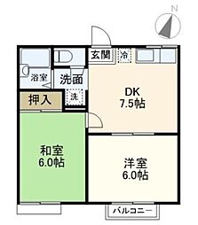 シャレー原宿A 2DKの間取図画像