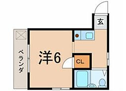 コーポあさひ ワンルームの間取図画像