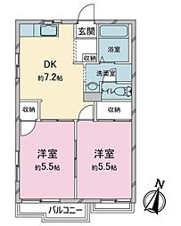 ジュネスハイム 2DKの間取図画像