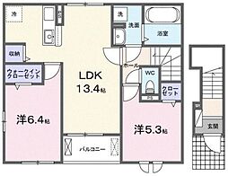 リコルディ 2階2LDKの間取り