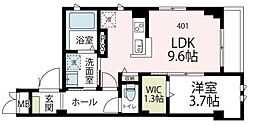 クリザンテム中幸町 1LDKの間取図画像