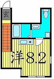 ボンヌシャンス ワンルームの間取図画像