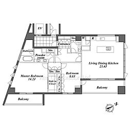 オーパスレジデンス恵比寿 2LDKの間取図画像