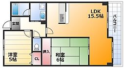 メゾンドプルメリア 2LDKの間取図画像