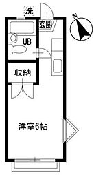 スカイハイツ ワンルームの間取図画像