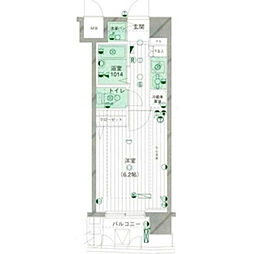 パークウェル大井町 1Kの間取図画像