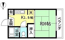 第三青木ハイツ 1Kの間取図画像