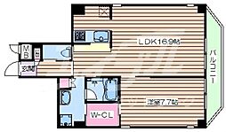 京阪本線 天満橋駅 徒歩7分の賃貸マンション 5階1LDKの間取り