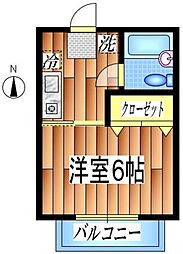 南風荘 1Kの間取図画像