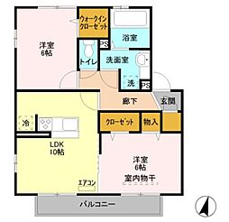ルーチェH 2LDKの間取図画像