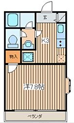 シャルマン 1階1Kの間取り