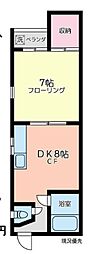 横浜エイトセンタービル 1DKの間取図画像