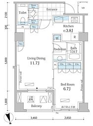 ParkAxis恵比寿 1LDKの間取図画像