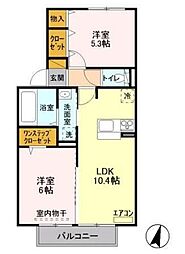 エトワール松戸A 2LDKの間取図画像